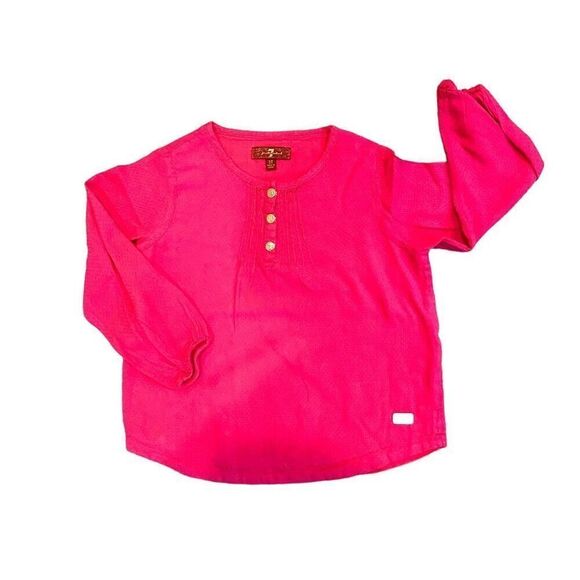 7 For All Mankind Blouse Bright Pink Bohemian Flowy Top Size 3T - Picture 1 of 9